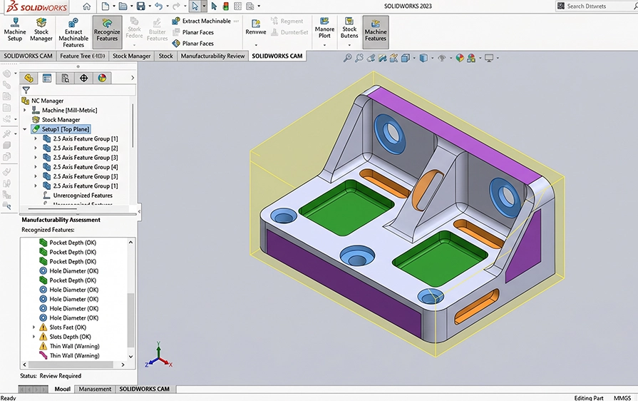 SOLIDWORKS CAM - Manufacturability Review - Cadmes